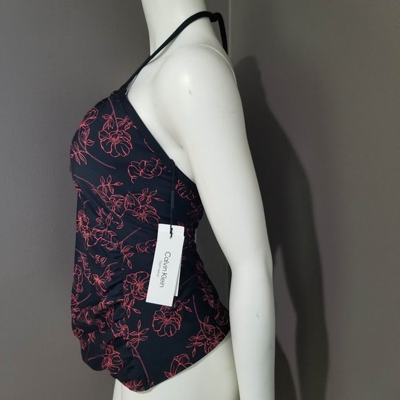 Calvin Klein V Wire Bandeau Halter Tankini Top Size Large - Picture 3 of 10
